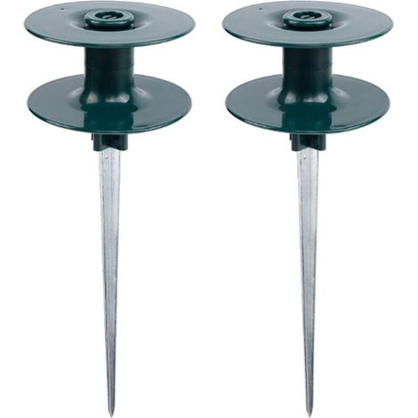 BRAVIX Lot de 2 guides de tuyau d'arrosage, en zinc antirouille robuste avec piquet en métal vert foncé pour arrosage, guides de tuyaux d'eau, guide sur piquet en zinc