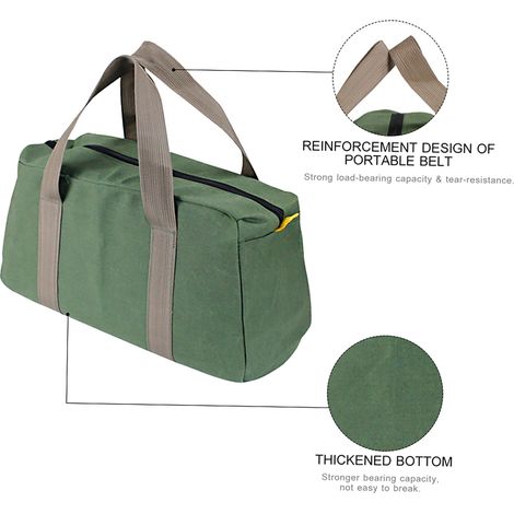 Bolsa de herramientas de gran formato PENGGONG, gruesa y resistente al desgaste, multifuncional y portátil, fabricada en lona de gran capacidad (30,5 cm), color verde militar, 168 piezas.