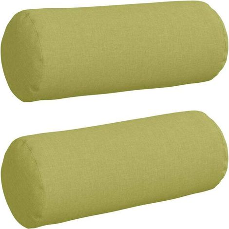 Coussins décoratifs, 2 pièces, vert clair, 15 cm de diamètre x 40 cm de hauteur, en tissu. (1/5)