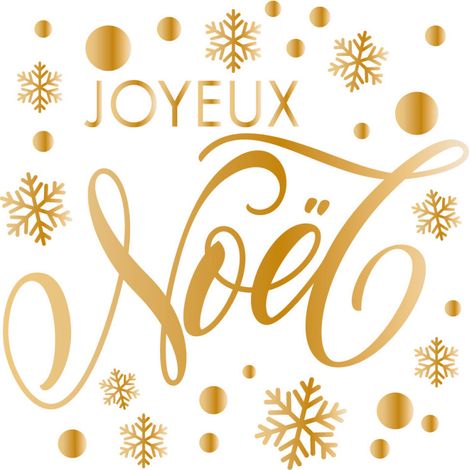 STICKER VITRINE JOYEUX NOEL ROND (VITR009).- Or - 118 x 118 cm