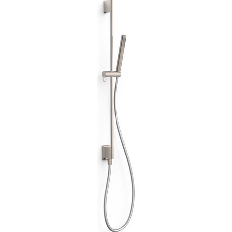 TRES 03493101AC COMPLEMENTOS DE DUCHA Conjunto De Barra De Ducha con Toma De Agua A Pared Color Acero - ref: 03493101AC