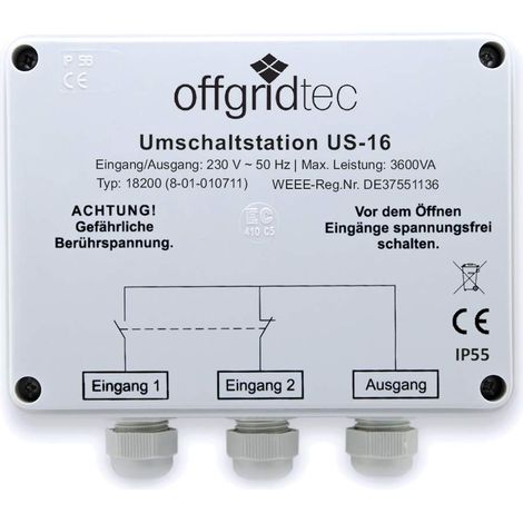Offgridtec - Stazione di commutazione per circuito prioritario di rete US-16, 230 V, 16 A, 3600 W