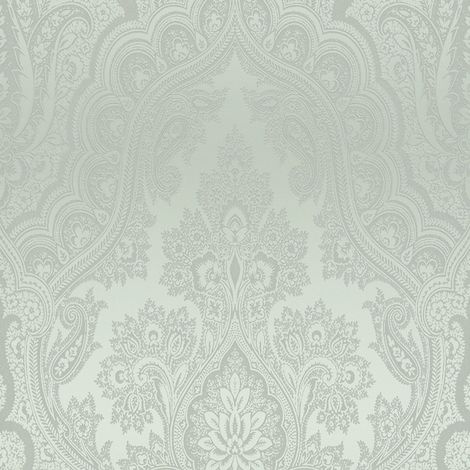 Baroque wallcovering wall Profhome 387081 hot embossed non-woven wallpaper smooth baroque style glittering green silver mint green 5.33 m2 (57 ft2) (1/5)