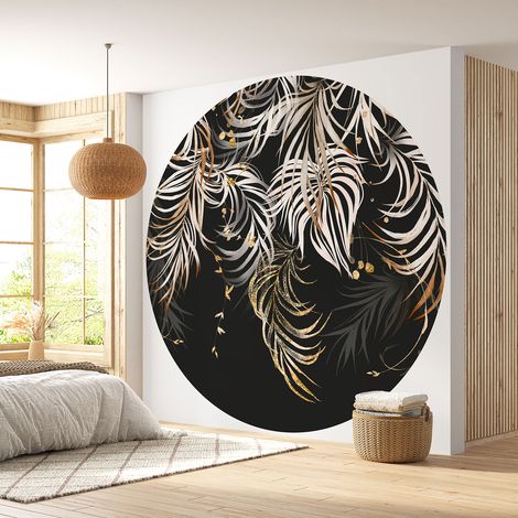 Papier peint rond / cercle - Motif botanique - Diamètre 50 cm (1/4)