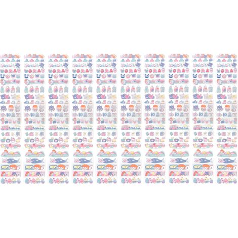10 feuilles ruban adhésif PET long motif bande dessinée mignon autocollants décoratifs pour calendrier type 2