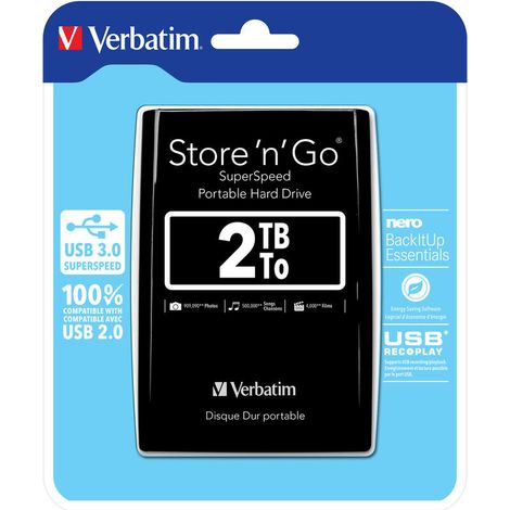Disque dur externe - VERBATIM - Store'n'go - 2 To - Noir (1/4)