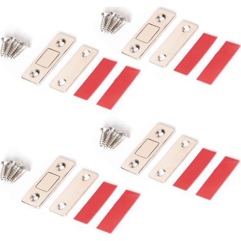 Attrape magnétique pour portes et tiroirs en zinc et acier (37x15x4mm) - 4 pièces - résistant et durable (1/5)