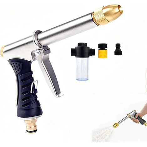 Buse de nettoyeur haute pression portable, jet d'eau réglable pour tuyau d'arrosage - Nettoyeur de voiture en acier inoxydable pour terrasse, allée, patio, nettoyage extérieur, L (1/5)