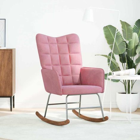 Chaise à bascule,Chaise de relaxation Rose Velours CFW56580 (1/5)