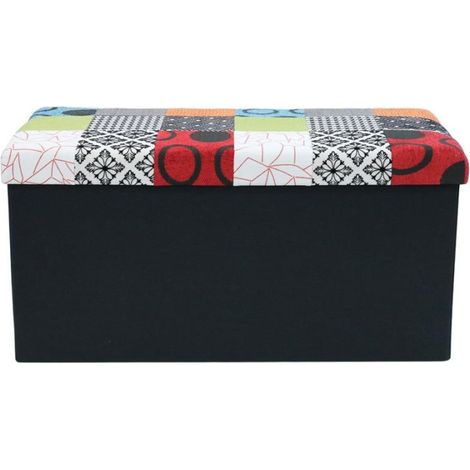 Banc & Coffre de Rangement "Patchwork" 76cm Multicolore (1/2)