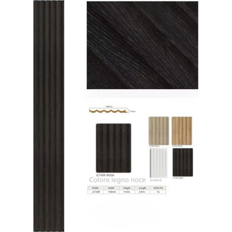 TrAdE Shop Traesio - Pannello Decorativo 3d Effetto Noce 11x148x290 Cm Rivestimento Parete In Ps - (1/4)