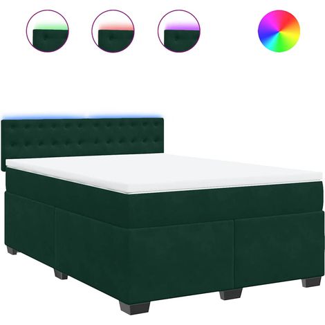 Maison Exclusive - Sommier à lattes de lit et matelas Vert foncé 140x200cm Velours (1/5)