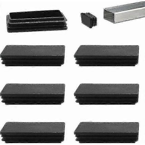 Bouchons pour tubes rectangulaires 100 x 50 mm — Embouts en plastique noir / Bouchons d'étanchéité (Lot de 12)