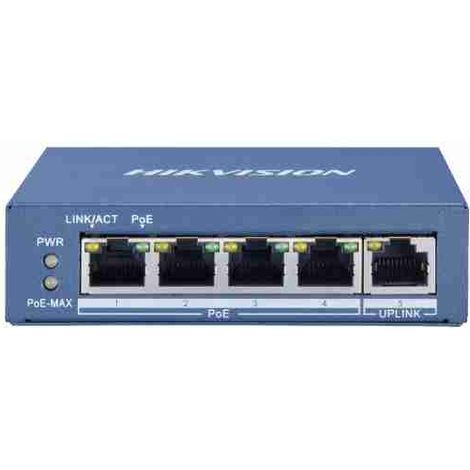 HIKVISION - DS-3E0505P-E/M - SWITCH NO GESTIONADO GIGABIT 5 PUERTOS POE ECONÓMICO