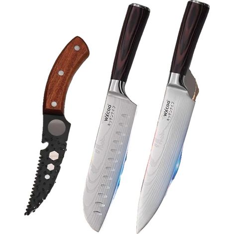 Coltello da chef, acciaio inossidabile, manico ergonomico, 3 pezzi (1/2)