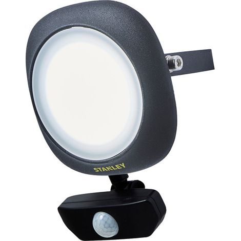 Stanley Round 10 Watt Outdoor Black Floodlight Integrated LED with PIR Motion Sensor (1/3)