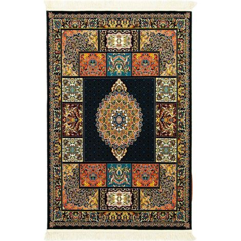Tapis persan Aria  - 150x100cm, Rectangular - 100% Acrylique - Tissé - Noir