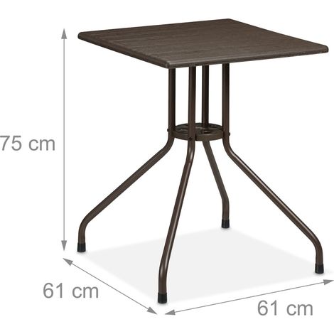 Tavolino quadrato di design moderno da giardino 90 x 90 x 75 cm in plastica marrone 130015782