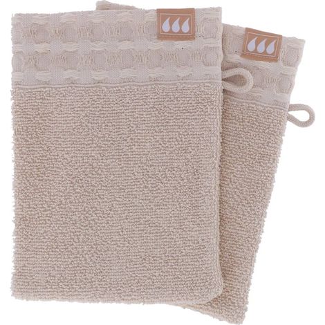 Set aus 2 waschhandschuhen 15x21cm 100% baumwolle - beige - Tendance