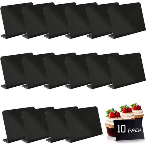 10 étiquettes ardoise miniatures de 10 x 7,5 cm pour aliments, étiquettes à la craie pour supports de table pour tables de jardin, buffets, fêtes, mariages (1/4)