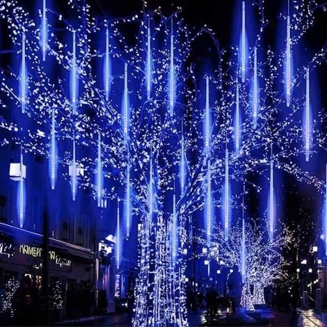 Lumieres de Douche Meteor Lumieres de Fee LED 8 Tubes 30 cm Lumieres de Pluie Meteore pour la Decoration de Noël Jardin Exterieu,366