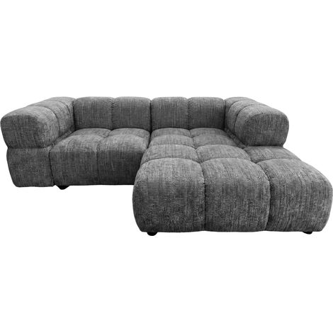 GUSTAVE - Canapé d'angle tissu chenille 4 places Gris foncé Gauche (1/5)