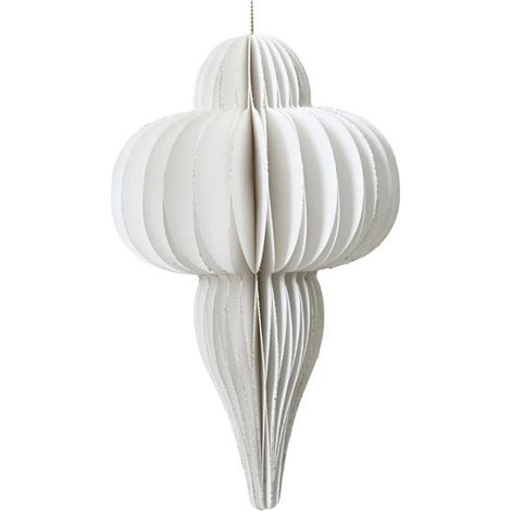 Decorazione natalizia a goccia in carta bianca 12 × H20 cm