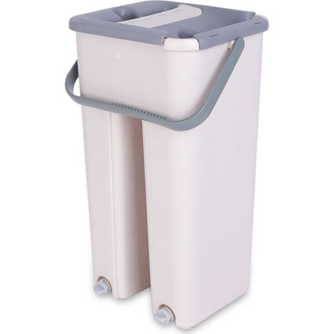 Bodenwischer Hands Free Bodenreiniger Mopp + Eimer Kit Wischbezug Putzlappen Bodenreinigung 360°Teleskopstiel (1/5)
