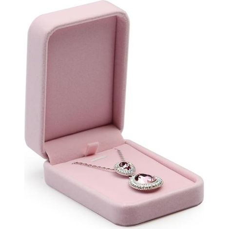 Boîte à bijoux en velours rose (boîte à pendentif)