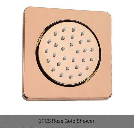 Pommeau de douche massant en laiton doré rose, pistolet de massage latéral pour baignoire SPA, pommeau de douche corporel, carré promotionnel en chrome noir et or rose (1 pièce) (1/5)