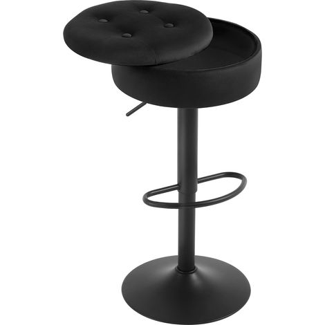 Tabouret Bar WOLTU, Tabouret Pivotant à 360°, Velours + Métal, Noir (1/5)