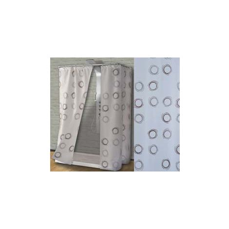 TENDA PER DOCCIA IN PEVA CERCHI FONDO BIANCO DECORI MARRONI- - cm.180x200h. - 1 blister SANIPLAST