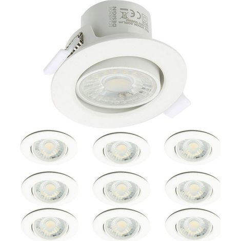 Arum Lighting – Lot de 10 spots LED encastrables orientables 8W équivalent 75W – Blanc chaud 3000K – Angle 60° – Dimensions 75mm (1/5)