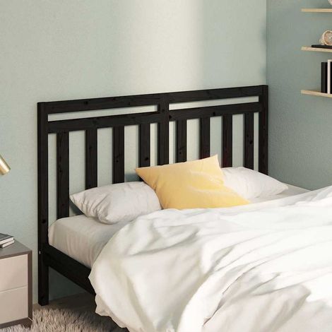 vidaXL Cabecero de cama madera maciza de pino negro 126x4x100 cm (1/5)