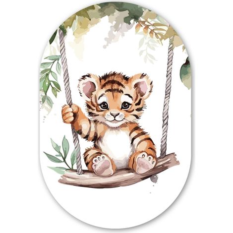 CERCHIO DA PARETE Tigre - Animale - Bambini - Giungla 80x120 cm (1/3)