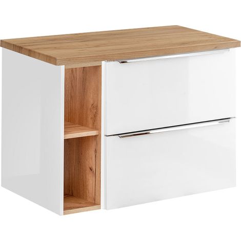 Mueble bajo lavabo 80cm 2 nichos April Blanco y Madera (1/4)