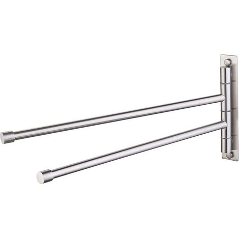 Toallero de barra de 2 brazos, toallero de acero inoxidable SUS304, toallero de baño, montaje en pared, giratorio 180°, cepillado (paquete de 1) (1/5)
