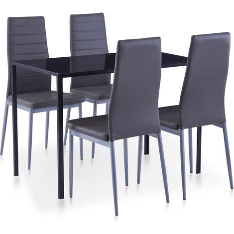 Ensemble Table à manger avec 4 chaises / Ensemble de salle à manger 5 pcs Gris (1/5)