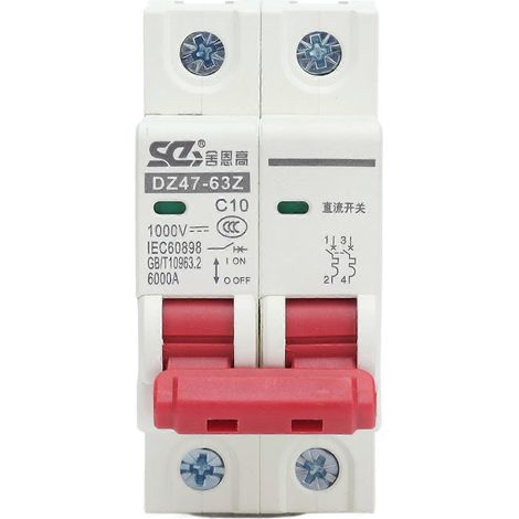 DZ47 63Z Miniatur-Gleichstrom-Leistungsschalter, 2 Pole, 1000 V, 10 A, Isolator für Photovoltaikanlagen (DI)
