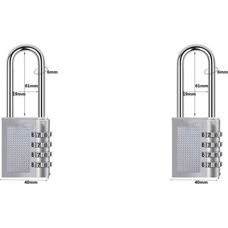[2 Pieces] 4-Digit Combination Padlock, Waterproof Combination Lock, Weatherproof Metal and Steel Plated Combination Clasp (17B-L Electric White) (1/5)