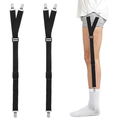 Mabor 2er-Pack Hemdhalter für Herren, strapazierfähiges Elastikband mit rutschfesten Klemmen, verstellbarer Hemdhalter, rutschfeste Klemmen halten das Hemd in der Hose (Bl) (1/4)