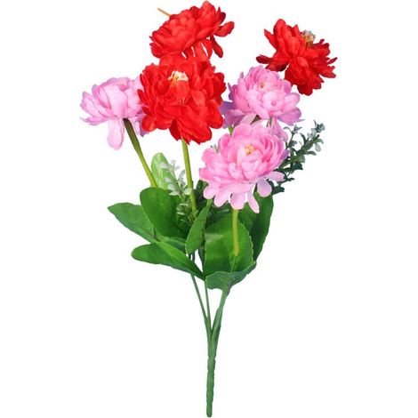 Strauß aus roten und rosa Sumpfdotterblumen – Dekoration für Innenräume und Grabsteine – 38 cm (1/3)