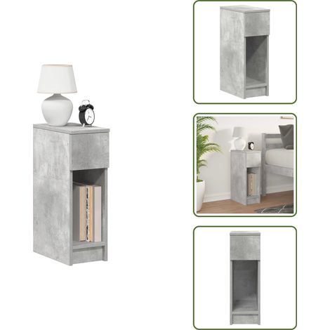 The Living Store Nachttisch mit Schublade Betongrau 20x36x60 cm - Schubladen (1/5)