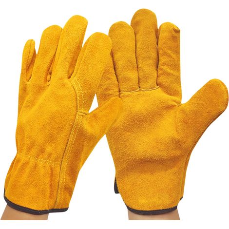 Gants de travail en cuir de qualité supérieure - Manchette allongée antidérapante - Idéal pour le meulage, la construction et le travail du métal (1/4)