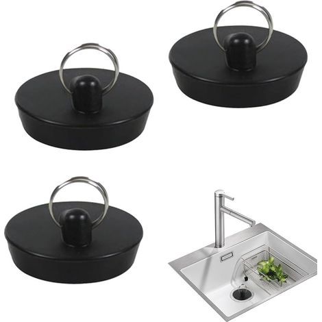 Drain Stopper, 3 Pcs Rubber Sink Stoppers, Kitchen Sink Stoppers, Bathtub Stopper, Drain Stoppers with Hooks, for Kitchen, Bathroom (1/5)