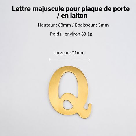 Lettre de porte Q en laiton pur mat adhésif 8 cm t4911-8cm 8 × 7,1 × 0,3 cm 83 g – Livraison gratuite
