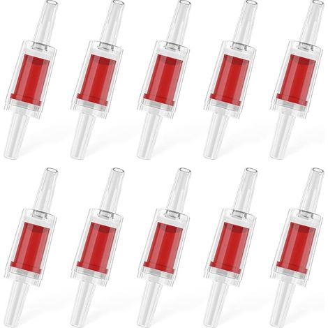 Clapet anti - retour d'aquarium de 10 pièces pour la pompe à air commune - valve unidirectionnelle en plastique rouge de tube standard de 4mm - accessoires d'aquarium (1/5)