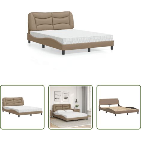 Kunstlederbett - Bett mit Matratze "Hvar" Cappuccino-Braun 140x200 cm Kunstleder (1/5)