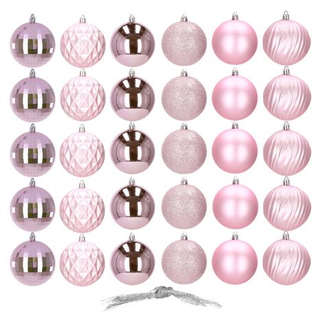Bombki di Natale 30 pz. 8 cm rosa ornamenti per l'albero di Natale decorazioni.