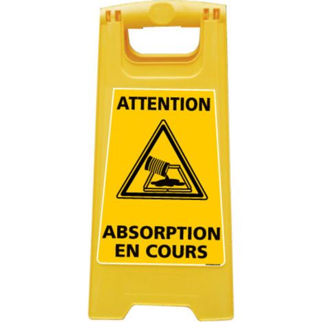Chevalet de signalisation, attention avertissement absorption en cours - Chevalet jaune (1/5)